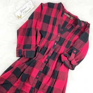 Speed Control New York Red Plaid Button Up Dress